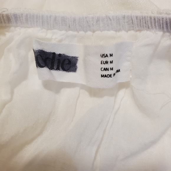 White Mini Dress Tie Back Puff Sleeve Ruffle Hem Summer Dress - Picture 7 of 10